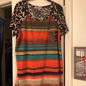 Boutique Top - Serape and Leopard print